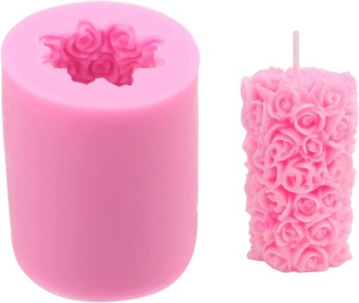 Rose Pillar silicone candle mold